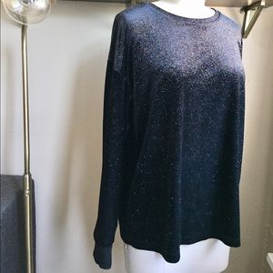 ZARA Glitter Velvet Drop Shoulder Tee